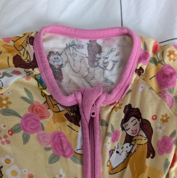 Little Sleepies Disney Princess Belle Shorty Zippy Romper 6-12 Months - Picture 2 of 5